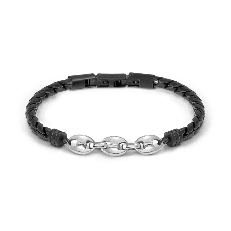 Bracciale manvision stones chicco di caffè st/ bk