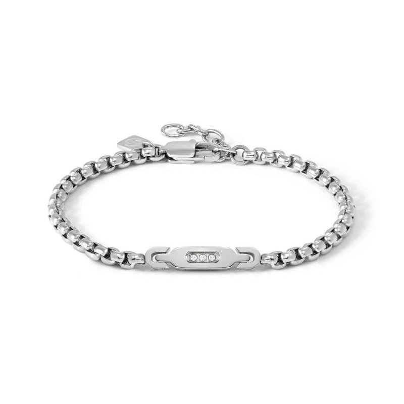 Bracciale manvision stones con 3 zirconi bianchi