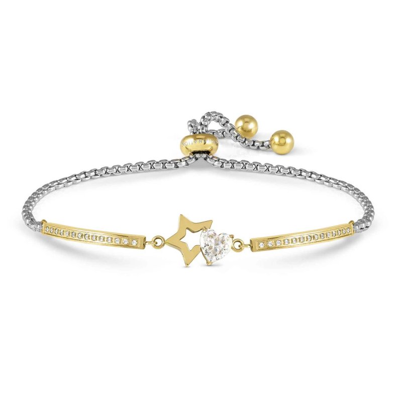 Bracciale milleluci ed. refined in acciaio e cubic zirconia (gold ricco) stella