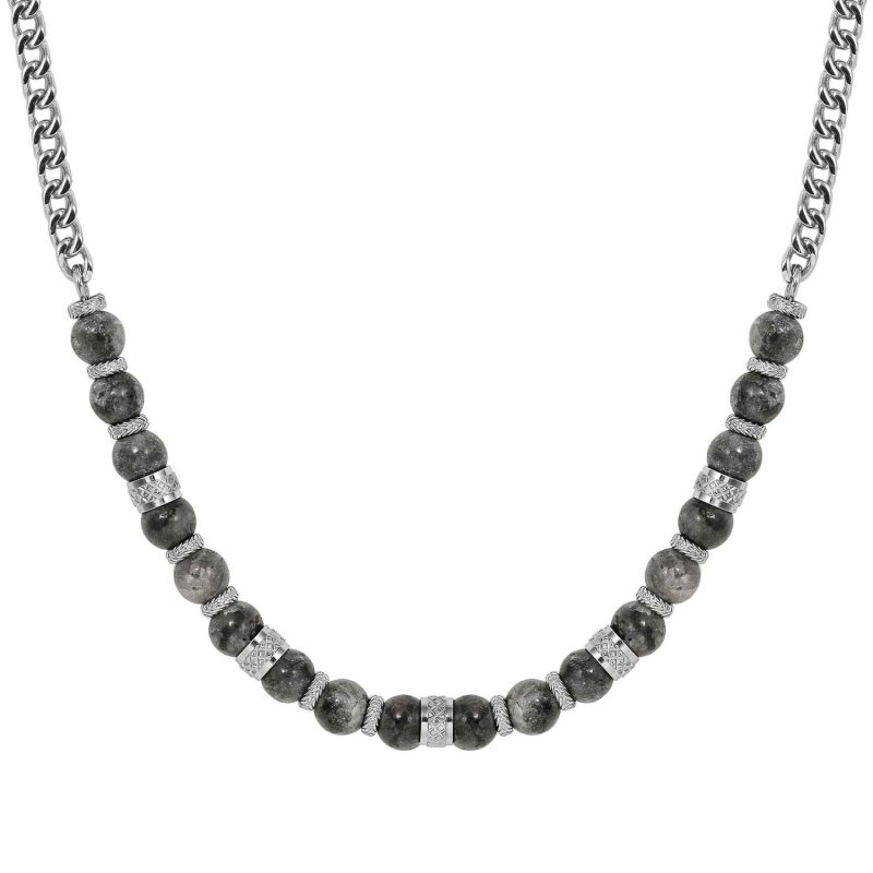 Collana manvision stones con diaspro grigio