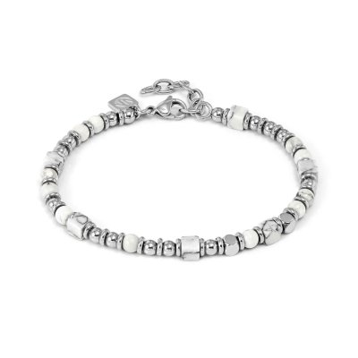 Bracciale instinctstyle ed. infinity in acciaio e pietre naturali howlite bianca