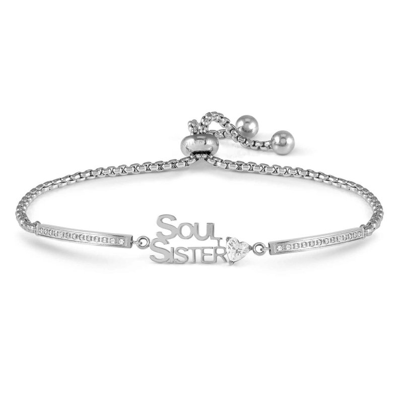 Bracciale milleluci ed. family in acciaio e cubic zirconia (scritte) soul sister