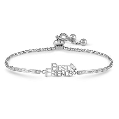 Bracciale milleluci ed. family in acciaio e cubic zirconia (scritte) best friends