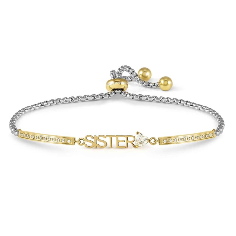 Bracciale milleluci ed. family in acciaio e cubic zirconia (gold ricco) sister