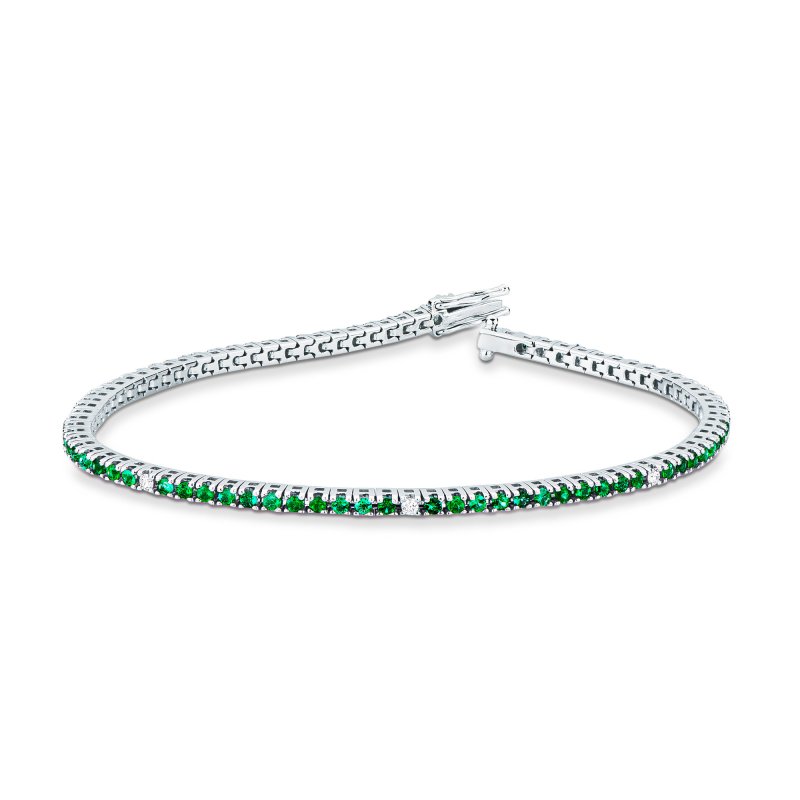 Bracciale tennis con smeraldi e brillanti