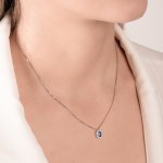 Girocollo con zaffiro blu e contorno di brillanti - Foto 2