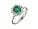 Anello con smeraldo quadrato e contorno di brillanti - Foto 1