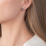 Orecchini con zaffiro blu ovale e contorno di brillanti - Foto 2