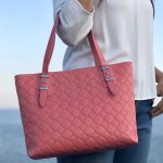 Borsa shopping in saffiano rosa corallo - Foto 1