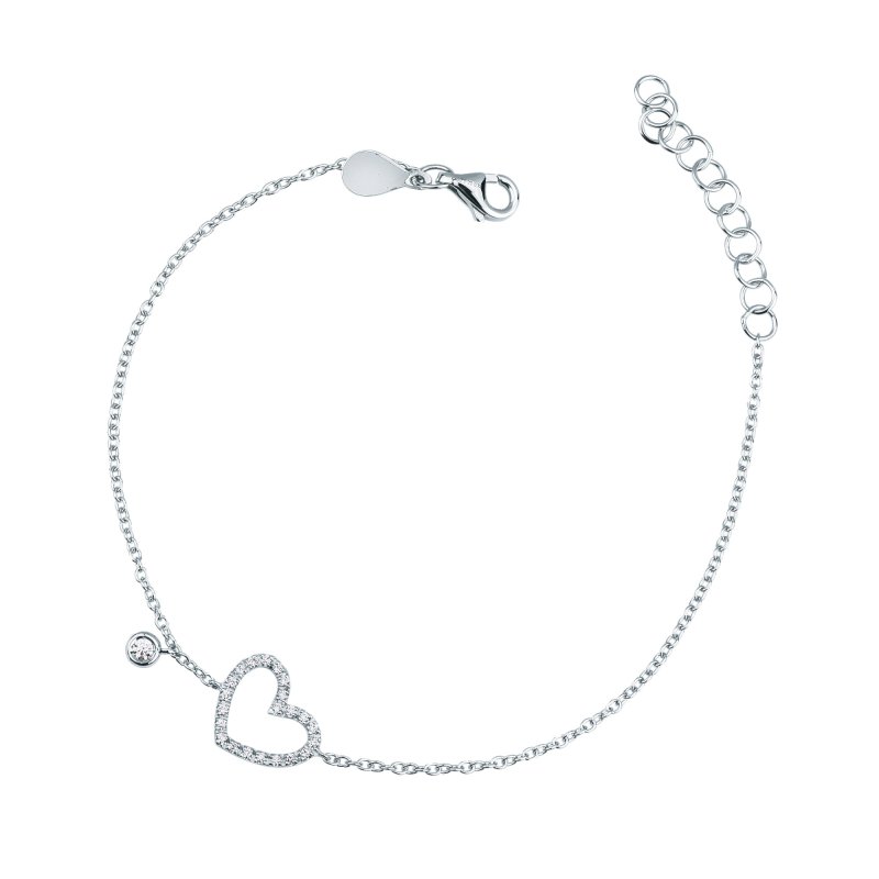 Bracciale con cuore grande di brillanti