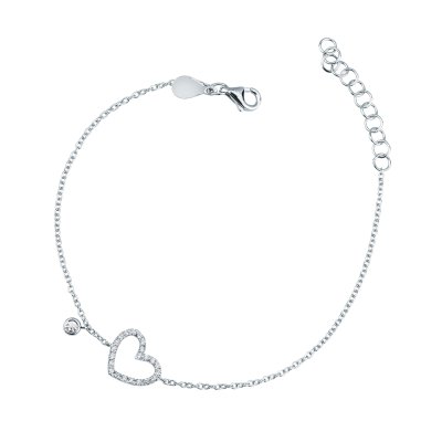 Bracciale con cuore grande di brillanti