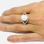 Anello onda con perla e brillanti - Foto 5