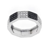 Anello decagonale con brillanti bianchi e neri - Foto 1