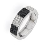 Anello decagonale con brillanti bianchi e neri - Foto 2