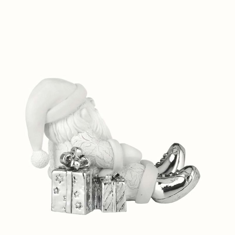 Babbo natale bianco h 11cm con due pacchi