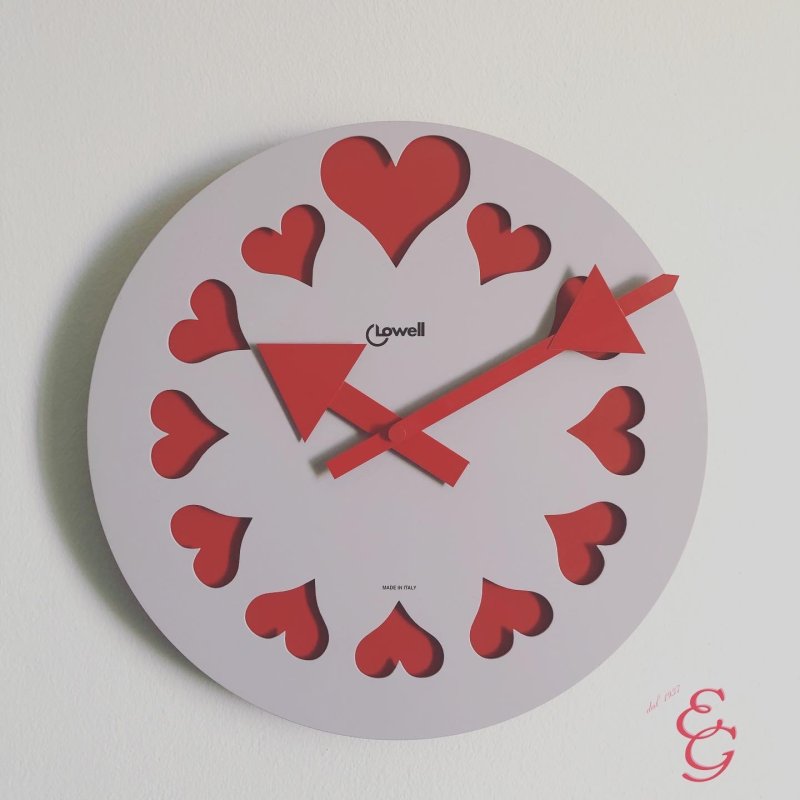 Orologio da parete con cuori rossi 37 cm