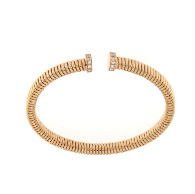 Bracciale gas semirigido in oro rosa con brillanti