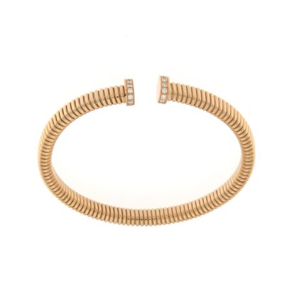 Bracciale gas semirigido in oro rosa con brillanti