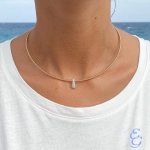 Collier rigido oro rosa con pendente di brillanti - Foto 4