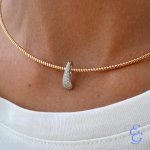 Collier rigido oro rosa con pendente di brillanti - Foto 5