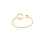 Anello lettera c in oro giallo e zircone - Foto 1