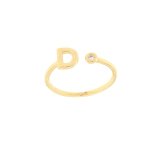 Anello lettera d in oro giallo e zircone - Foto 1