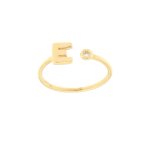 Anello lettera e in oro giallo e zircone - Foto 1