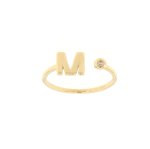 Anello lettera m in oro giallo e zircone - Foto 1