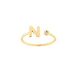 Anello lettera n in oro giallo e zircone - Foto 1