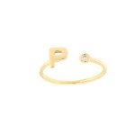Anello lettera p in oro giallo e zircone - Foto 1