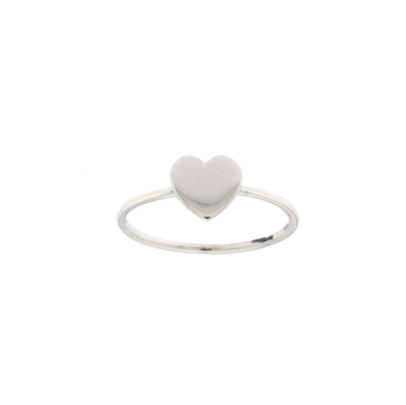 Anellino cuore piatto in oro bianco