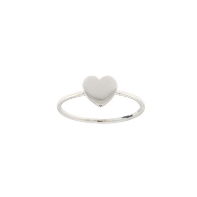 Anellino cuore piatto in oro bianco