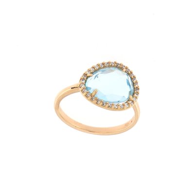 Anello oro rosa pietra azzurra