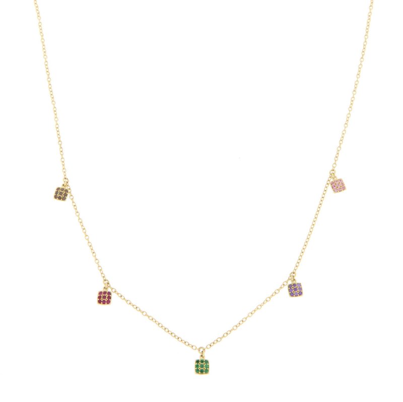 Girocollo in oro giallo con quadretti rainbow