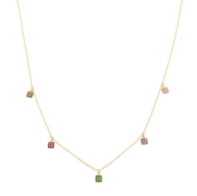 Girocollo in oro giallo con quadretti rainbow