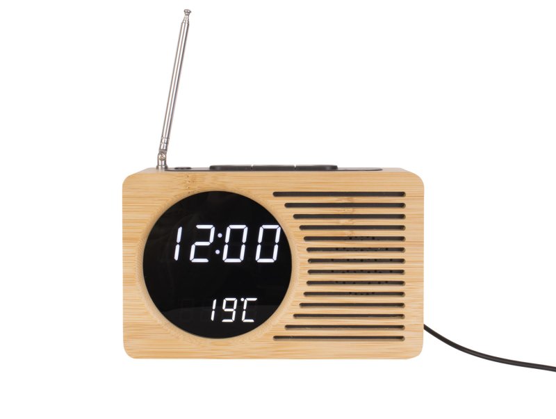 Retro radio alarm clock bamboo