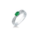 Anello gambo doppio con smeraldo e brilanti - Foto 1