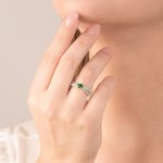 Anello gambo doppio con smeraldo e brilanti - Foto 2