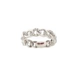Anello gourmette oro bianco e zirconi - Foto 1