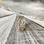 Anello gourmette oro bianco e zirconi - Foto 4