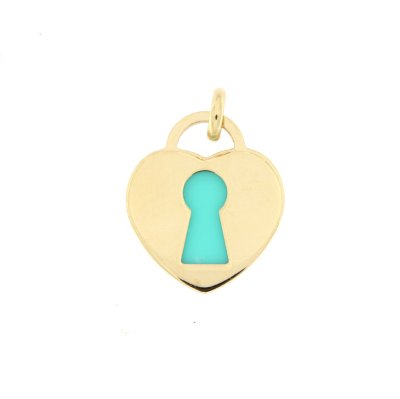Ciondolo cuore secret in oro e turchese