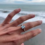 Anello con acqua marina e brillanti - Foto 2