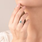 Anello con acqua marina e brillanti - Foto 3