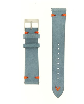 Cinturino in pelle scamosciata celeste 20 mm