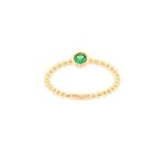 Anello pallini in oro giallo con pietra verde - Foto 1