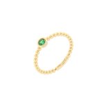 Anello pallini in oro giallo con pietra verde - Foto 2