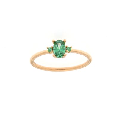 Anello spring in oro rosa e pietre verdi