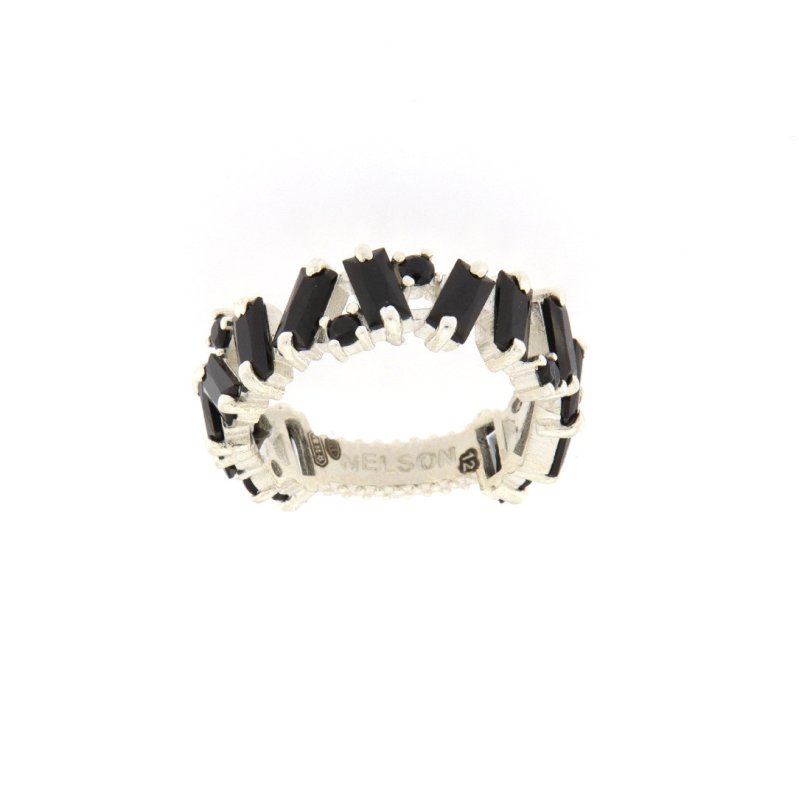 Anello nova argento pietre nere