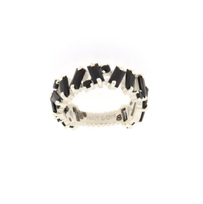 Anello nova argento pietre nere