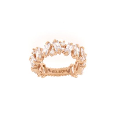 Anello nova rosato pietre bianche